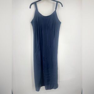 Vintage 90s Delicate Treasures Womens XL Blue Satin Slip Nightgown Dress Navy